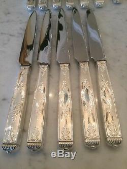 Christofle Malmaison Silverplate Set of 6 Dinner Knives 1920s Pattern