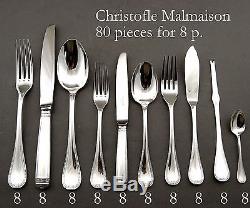 Christofle Malmaison Silverplated Flatware 8 Place Setting 80 Pieces