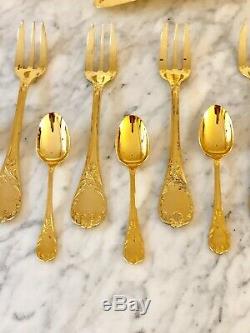 Christofle Marly 24k Goldplated Dessert/coffee Set For 6