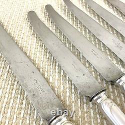 Christofle Marly Cutlery 6 Antique Silver Plated Large Table Knives Old Steel