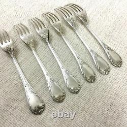Christofle Marly Cutlery Large Table Forks Set of 6 Vintage French Silver Plated