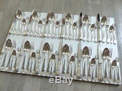 Christofle Marly Silver Plate Dinner Set Flatware 60 Pieces 12 Place Setting
