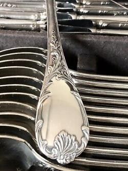 Christofle Marly Silver Plated Flatware Dinner Set 49 Pcs / 12 People Excellent
