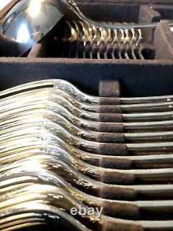 Christofle Marly Silver Plated Flatware Dinner Set 49 Pcs / 12 People Excellent