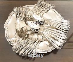 Christofle Marly Silver Plated Flatware Set 49 Pcs 12 People Excellent