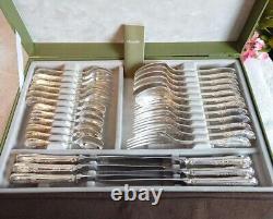 Christofle Marly Silverplate Flatware Set 30pcs in Case from JP Used