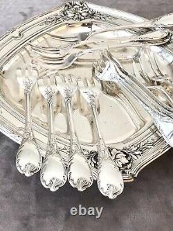 Christofle Marly Silverplated Dessert/ Pastry Forks Set 12 Pc Excellent