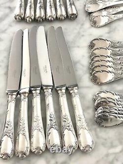 Christofle Marly Silverplated Flatware Set 36 Pc/ 6 People Excellent