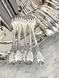 Christofle Marly Silverplated Flatware Set 49 Pc/12 People In Box Excellent