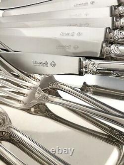 Christofle Marly Silverplated Flatware Set 49 Pc/12 People In Box Excellent