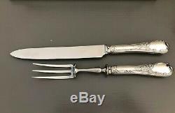 Christofle Marly Silverplated Large Carving Set Fork & Knife Excellent