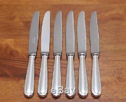 Christofle PERLES Silver Plated Dessert Cheese Salad Knives Set of 6 (7 3/4 in)