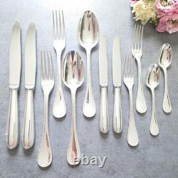 Christofle Perles 12pcs Silverplate Flatware Knife Fork Spoon Excellent
