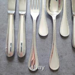 Christofle Perles 12pcs Silverplate Flatware Knife Fork Spoon Excellent