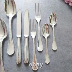 Christofle Perles 12pcs Silverplate Flatware Knife Fork Spoon Excellent