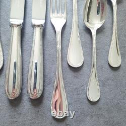 Christofle Perles 12pcs Silverplate Flatware Knife Fork Spoon Excellent