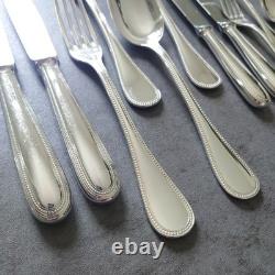 Christofle Perles 12pcs Silverplate Flatware Knife Fork Spoon Excellent