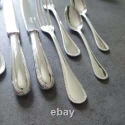 Christofle Perles 12pcs Silverplate Flatware Knife Fork Spoon Excellent