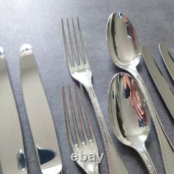 Christofle Perles 12pcs Silverplate Flatware Knife Fork Spoon Excellent