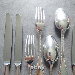 Christofle Perles 12pcs Silverplate Flatware Knife Fork Spoon Excellent