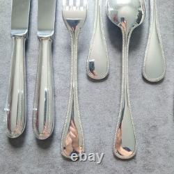 Christofle Perles 12pcs Silverplate Flatware Knife Fork Spoon Excellent