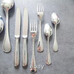 Christofle Perles 12pcs Silverplate Flatware Knife Fork Spoon Excellent