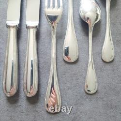 Christofle Perles 12pcs Silverplate Flatware Knife Fork Spoon Excellent