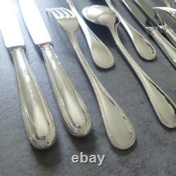 Christofle Perles 12pcs Silverplate Flatware Knife Fork Spoon Excellent