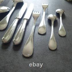 Christofle Perles 12pcs Silverplate Flatware Knife Fork Spoon Excellent