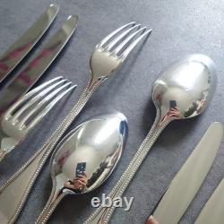 Christofle Perles 12pcs Silverplate Flatware Knife Fork Spoon Excellent