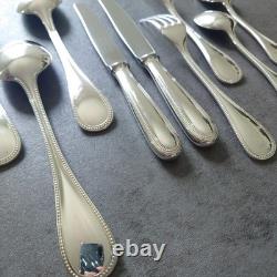 Christofle Perles 12pcs Silverplate Flatware Knife Fork Spoon Excellent