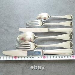 Christofle Perles 12pcs Silverplate Flatware Knife Fork Spoon Excellent