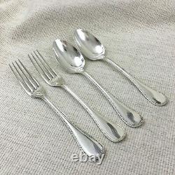 Christofle Perles Silver Plate Cutlery Large Table Spoons Forks Set Bead Beaded