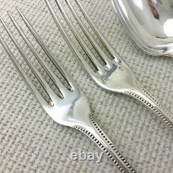 Christofle Perles Silver Plate Cutlery Large Table Spoons Forks Set Bead Beaded