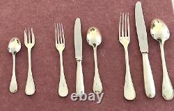 Christofle Perles Silverplated Flatware Set 53 Pcs For 6 People Excellent