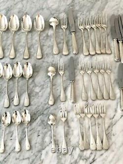 Christofle Perles Silverplated Flatware Set 53 Pcs For 6 People Excellent