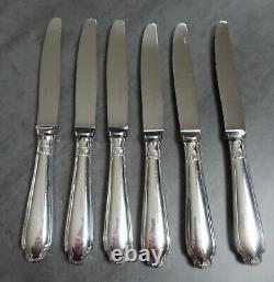 Christofle Pompadour Cutlery Set of 6 Table Knives French Silver Plate 20.5cm