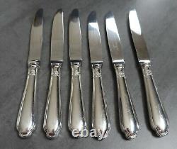 Christofle Pompadour Cutlery Set of 6 Table Knives French Silver Plate 20.5cm