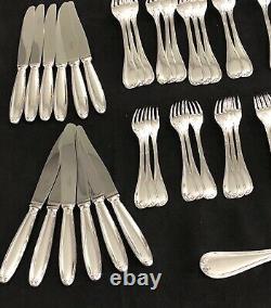 Christofle Rubans Ribbons Silverplated Flatware Set 73 Pc/12 People'excellent