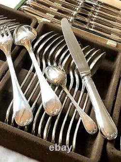 Christofle Rubans Silver Plated Flatware Dinner Set 48 Pcs / 12 People
