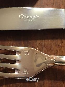 Christofle Silver Malmaison Antique Finish Set Dinner Fork Knife Oval Soup Spoon