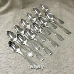 Christofle Silver Plated Cutlery Large Table Spoons Set Antique Flatware CHINON