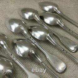 Christofle Silver Plated Cutlery Large Table Spoons Set Antique Flatware CHINON