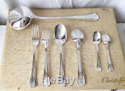 Christofle Silver Plated Flatware Set for Twelve, Boreal Pattern, Art Deco Style