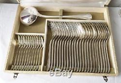 Christofle Silver Plated Flatware Set for Twelve, Boreal Pattern, Art Deco Style