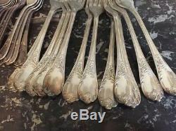 Christofle Silverplate Silver Plate Marly Fork Knife Spoon Flatware Set 35 Pcs
