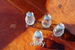 Christofle Sterling Silver and Crystal Salt or Pepper Shakers Set of Four