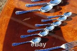Christofle Talisman Royal Blue Silver plated 24 Pieces Set in Six Settings NEW