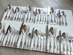 Christofle Vendome Shell Silver Plate 52 Pieces Flatware Set 6 Place Setting