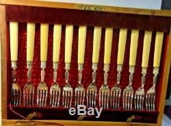 Circa 1870's MARTIN HALL Silver Plated Flatware withBone Handles by Sutton REDUCED